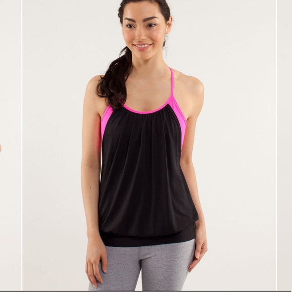 Lululemon No Limits Tank Black Raspberry Glo Light Hot Pink No Limit Bra Top - Picture 2 of 8